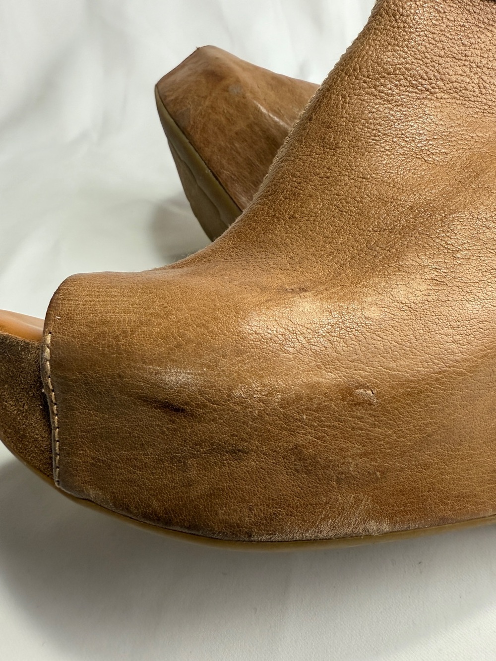 Kork-Ease Womens Berit Wedge Tan Brown Leather Sandal Sleek Platform Heel 9 - Picture 8 of 10